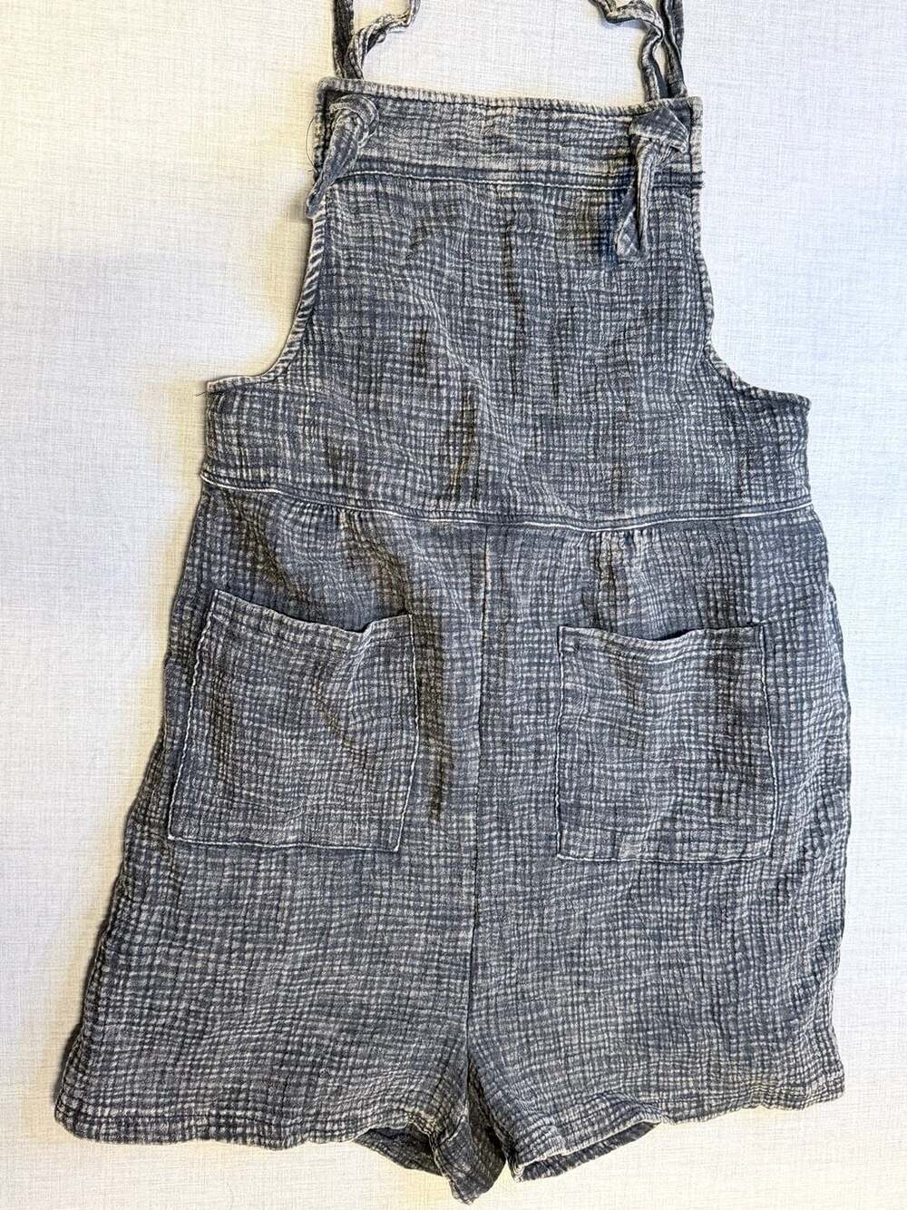 Zenana Double Gauze Acid Wash Overalls Romper Size M - Picture 3 of 5